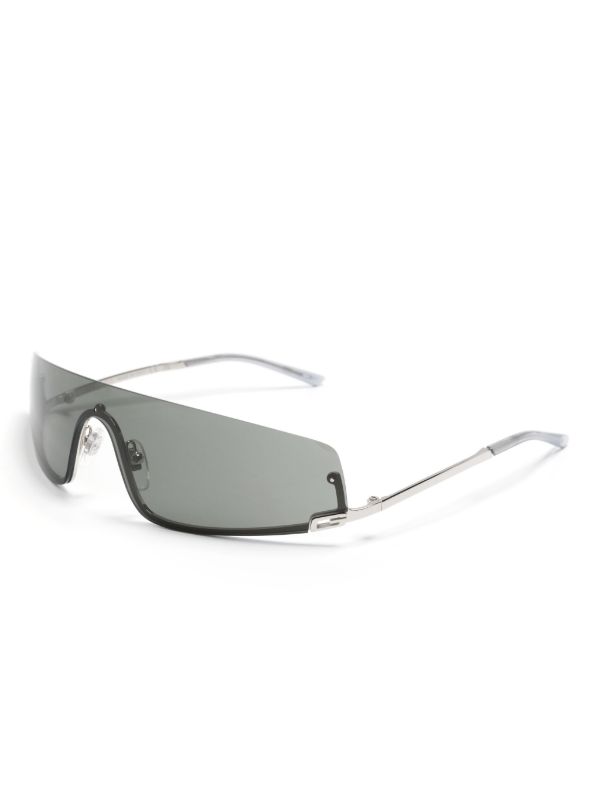Browns Gucci Eyewear Silver Shield Frame Tinted Sunglasses | Browns Sunglasses
