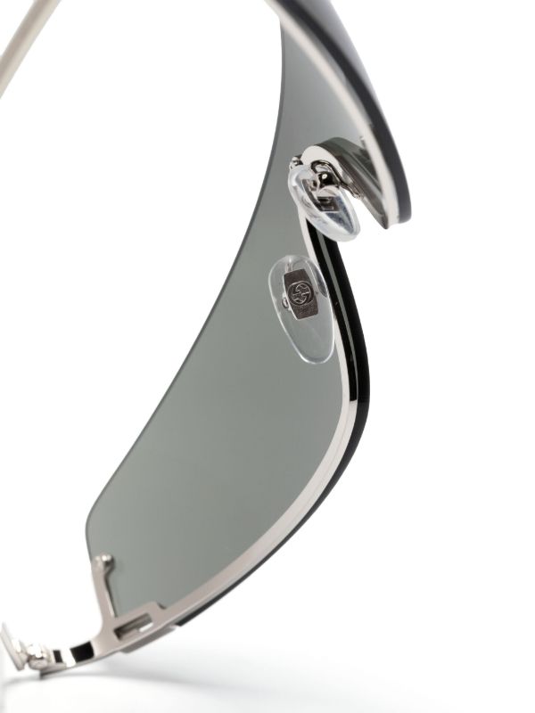 Browns Gucci Eyewear Silver Shield Frame Tinted Sunglasses | Browns Sunglasses