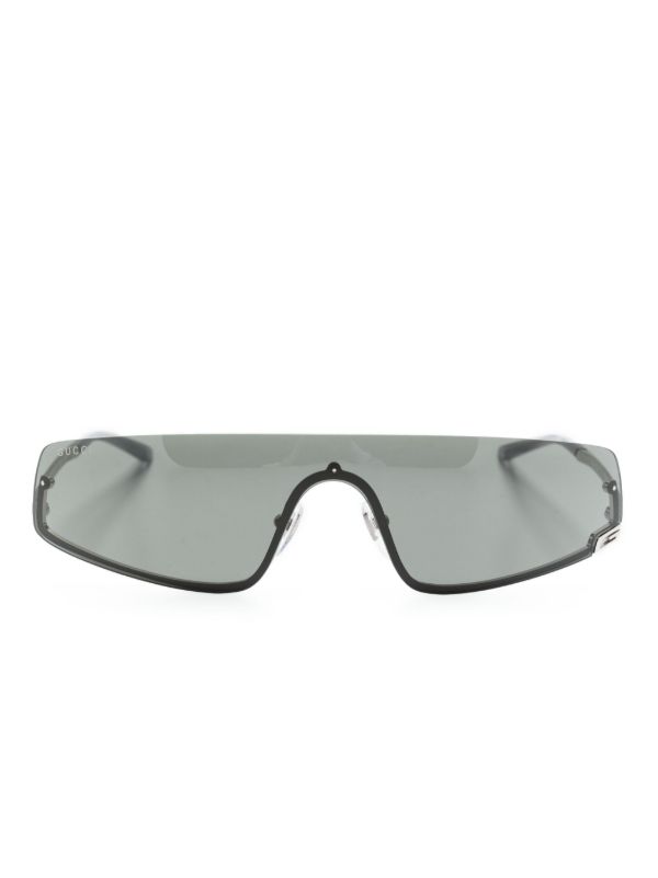browns Gucci Eyewear Silver Shield Frame Tinted Sunglasses | Browns Sunglasses