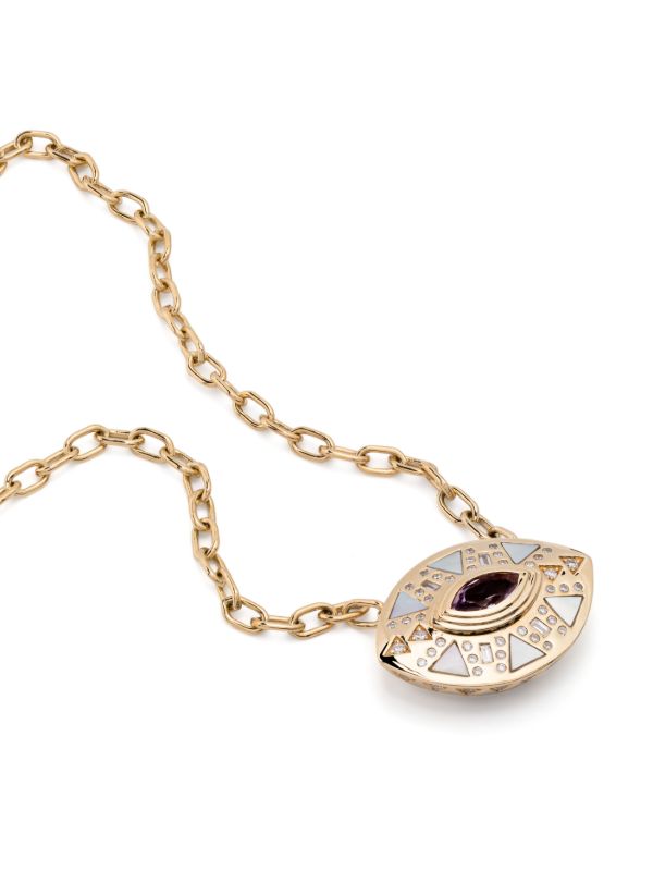 Browns Harwell Godfrey 18K Yellow Gold Cleopatra’s Eye Diamond And Amethyst Necklace | Browns Fine Necklaces
