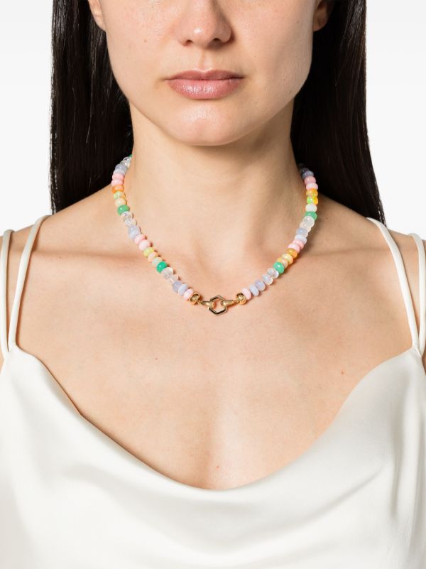 Browns Harwell Godfrey 18K Yellow Gold Pastel Bead Foundation Necklace | Browns Fine Necklaces