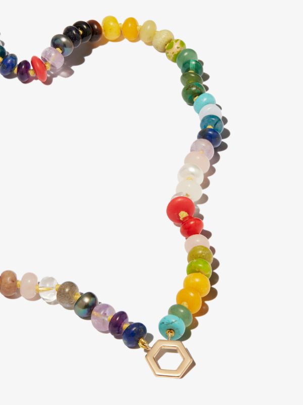 Browns Harwell Godfrey 18K Yellow Gold Rainbow Gemstone Beaded Necklace | Browns Fine Necklaces