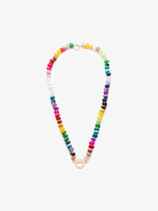 browns Harwell Godfrey 18K yellow gold rainbow gemstone beaded necklace | Browns Fine Necklaces