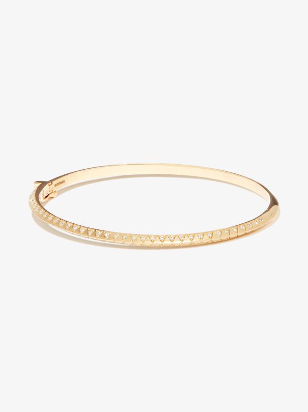 browns Harwell Godfrey 18K yellow gold Skinny Talisman diamond bangle bracelet | Browns Fine Bracelets