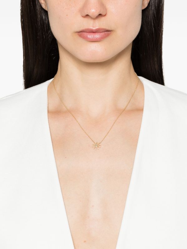 Browns Harwell Godfrey 18K Yellow Gold Tiny Sunflower Diamond Pendant Necklace | Browns Fine Necklaces