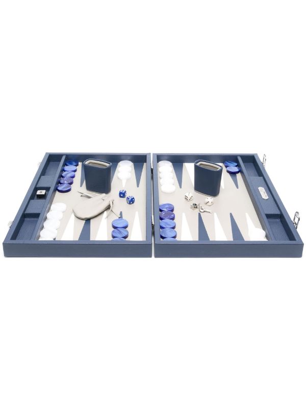 browns Hector Saxe blue beather backgammon set | Browns Table Games