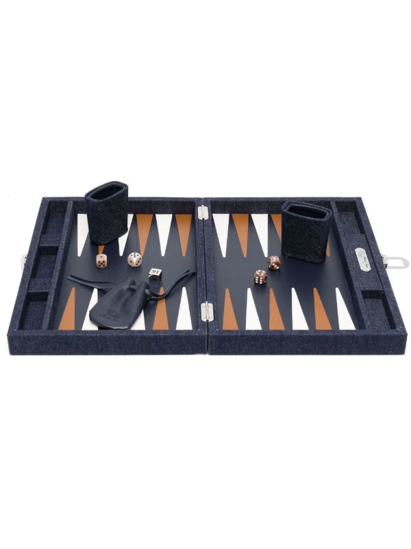 browns Hector Saxe Blue Daniel Medium Backgammon Set | Browns Table Games