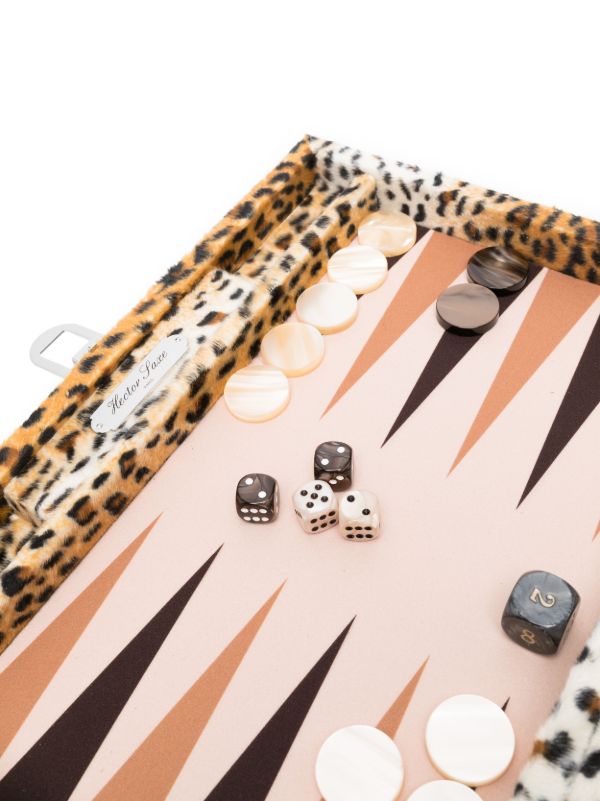 Browns Hector Saxe Brown Leopard Print Backgammon Game | Browns Table Games