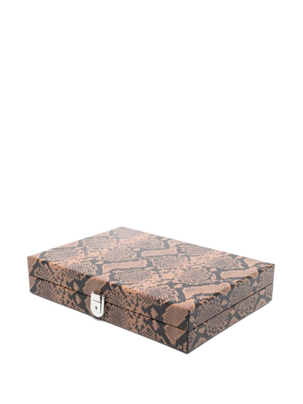 Browns Hector Saxe Brown Patty Snakeskin-effect Leather Backgammon Set | Browns Table Games
