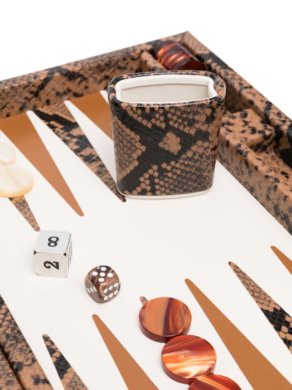 Browns Hector Saxe Brown Patty Snakeskin-effect Leather Backgammon Set | Browns Table Games