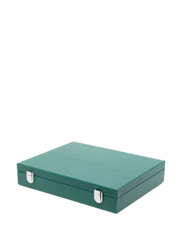 Browns Hector Saxe Green 440 Chips Leather Poker Set | Browns Table Games