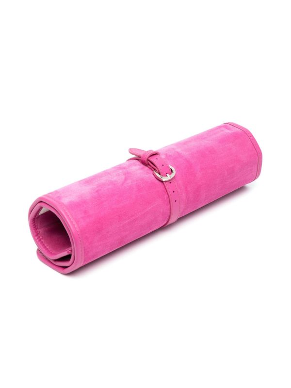Browns Hector Saxe Pink Victor Suede Travel Backgammon Set | Browns Table Games
