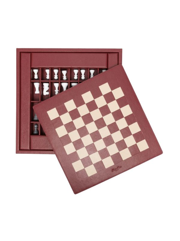 Browns Hector Saxe Red Leather Chessboard | Browns Table Games