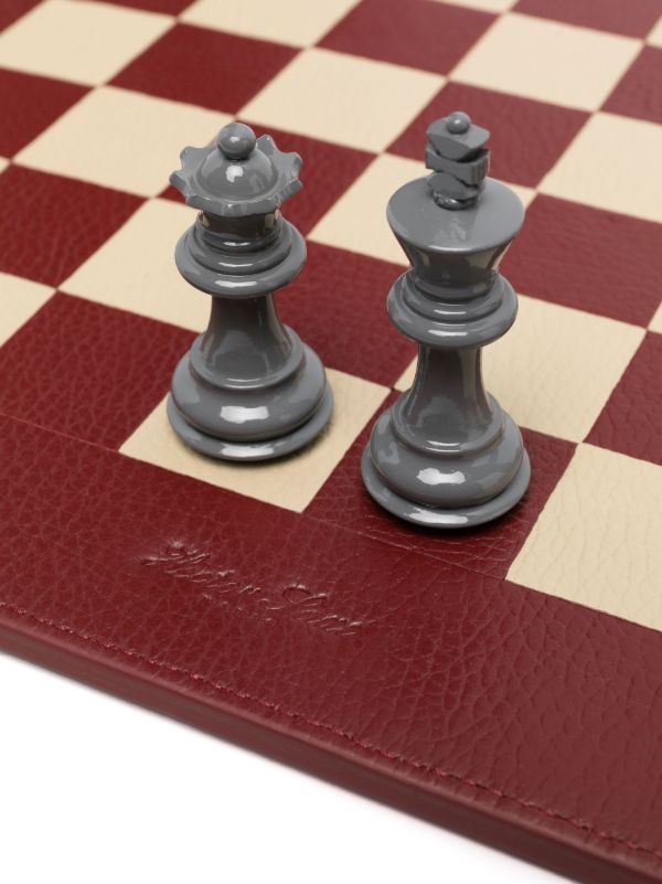 Browns Hector Saxe Red Leather Chessboard | Browns Table Games
