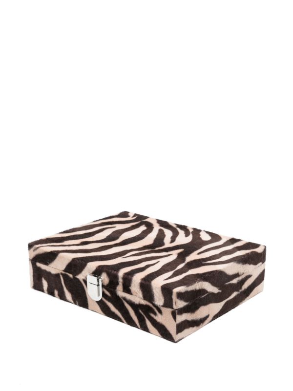 Browns Hector Saxe X Browns Brown Zebra Print Leather Poker Set | Browns Table Games