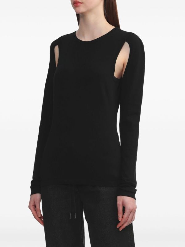 Browns Helmut Lang Black Cut-out Cotton Sweater | Browns Knitted Sweaters
