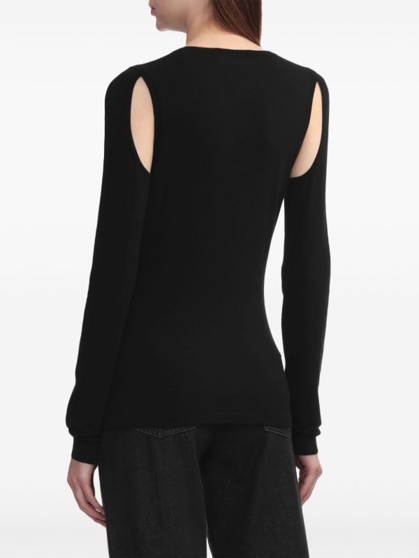 Browns Helmut Lang Black Cut-out Cotton Sweater | Browns Knitted Sweaters