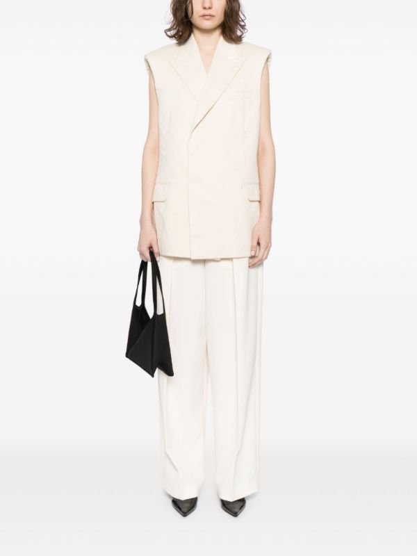Browns Helmut Lang White Double Breasted Vest | Browns Waistcoats & Gilets