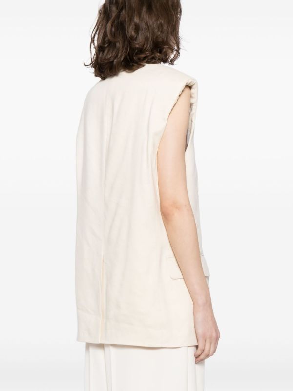 Browns Helmut Lang White Double Breasted Vest | Browns Waistcoats & Gilets