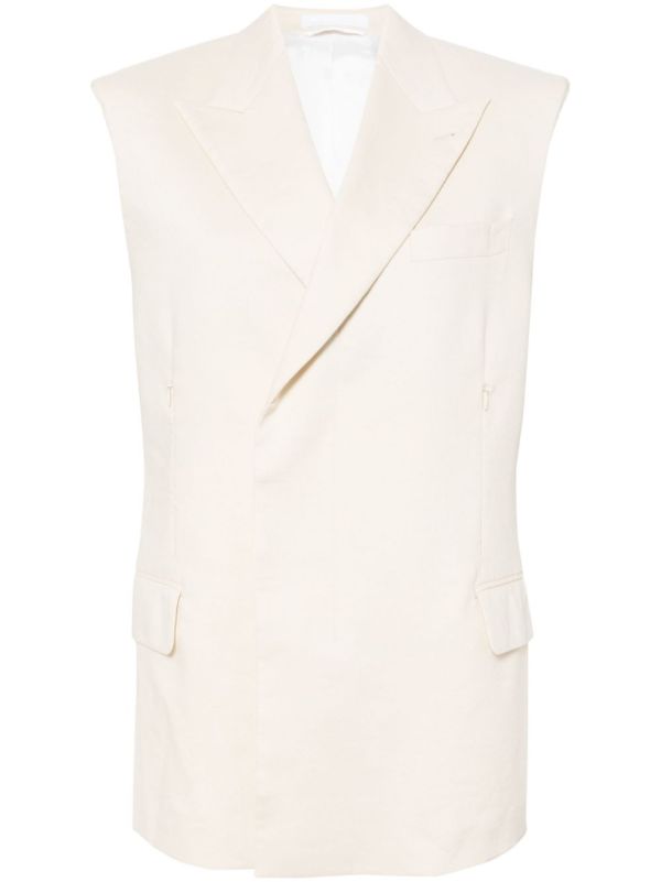 browns Helmut Lang White Double Breasted Vest | Browns Waistcoats & Gilets