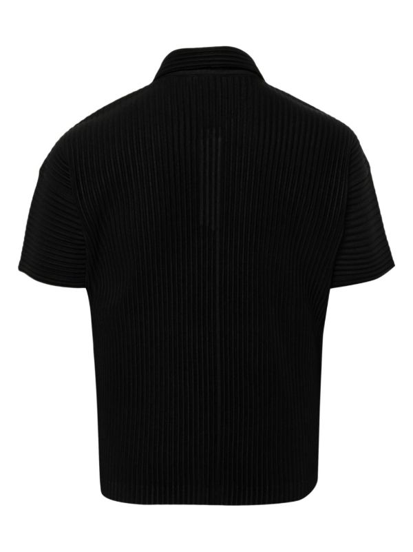 Browns Homme Plissé Issey Miyake Black Basics Plissé Polo Shirt | Browns Polo Shirts