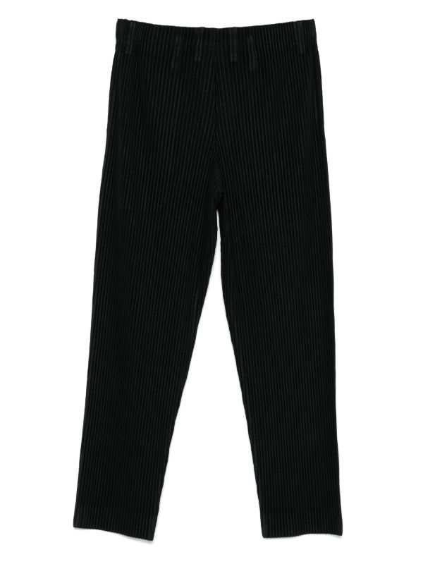 Browns Homme Plissé Issey Miyake Black Pleated Trousers | Browns Tapered Pants
