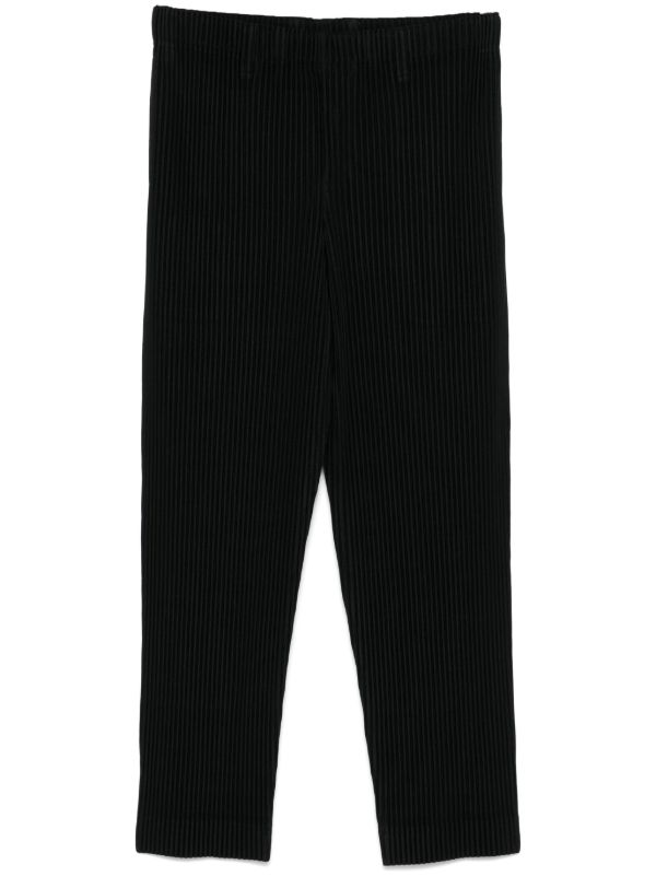 browns Homme Plissé Issey Miyake Black Pleated Trousers | Browns Tapered Pants