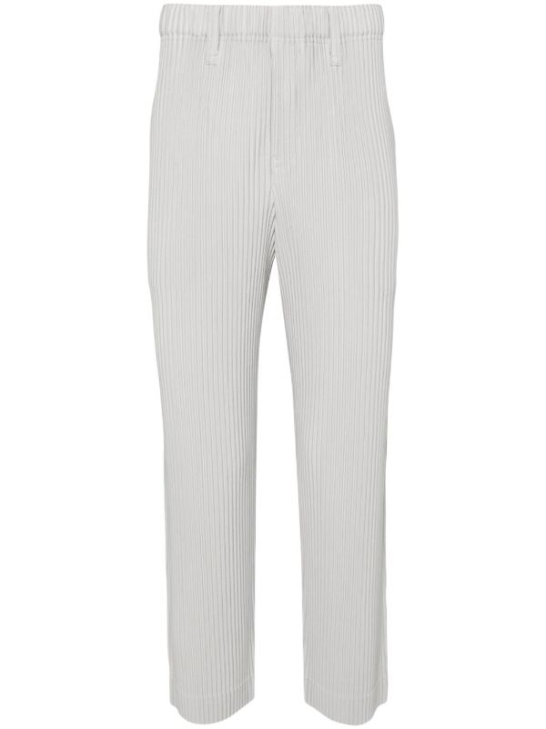 browns Homme Plissé Issey Miyake Grey Tapered Plissé Trousers | Browns Tapered Pants