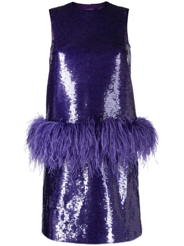 browns Huishan Zhang Purple Aura Sequin-Embellished Mini Dress | Browns Cocktail & Party Dresses