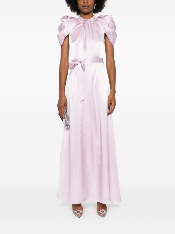 Browns Huishan Zhang Purple Crystal-Embellished Satin Gown | Browns Cocktail & Party Dresses