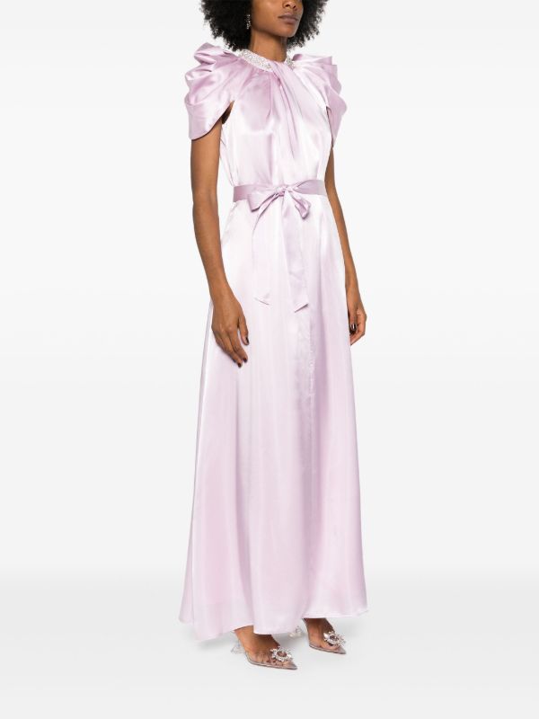 Browns Huishan Zhang Purple Crystal-Embellished Satin Gown | Browns Cocktail & Party Dresses