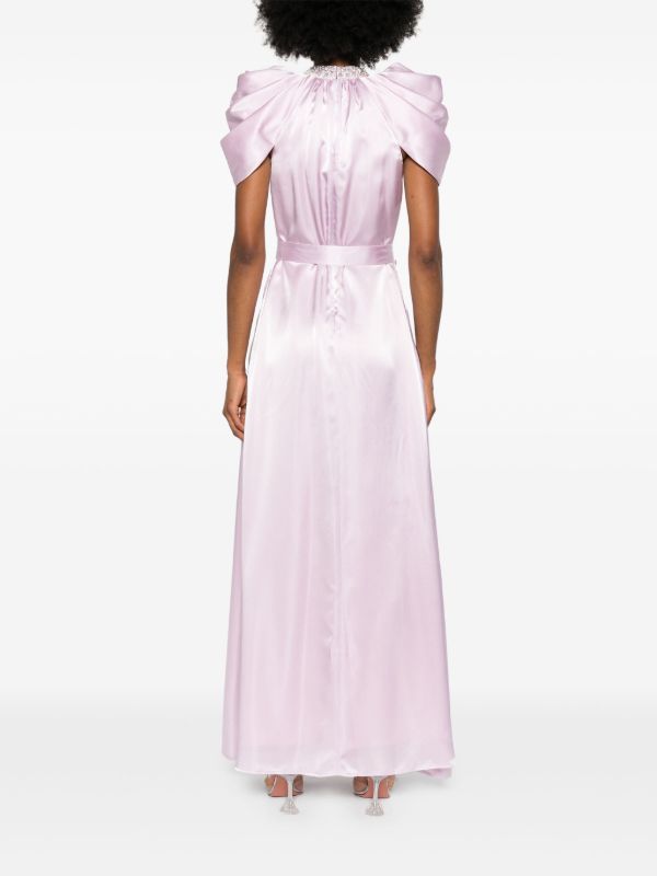 Browns Huishan Zhang Purple Crystal-Embellished Satin Gown | Browns Cocktail & Party Dresses