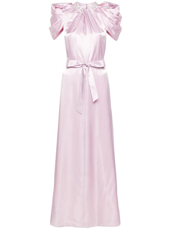 browns Huishan Zhang Purple Crystal-Embellished Satin Gown | Browns Cocktail & Party Dresses