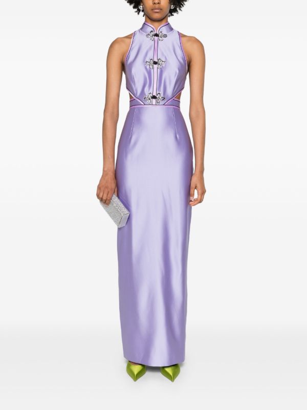 Browns Huishan Zhang Purple Leila Satin Gown | Browns Cocktail & Party Dresses