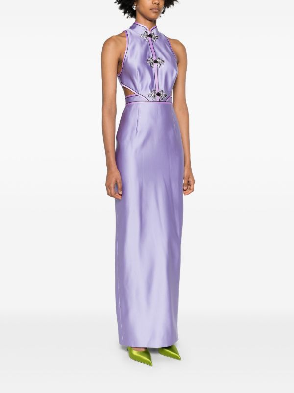 Browns Huishan Zhang Purple Leila Satin Gown | Browns Cocktail & Party Dresses