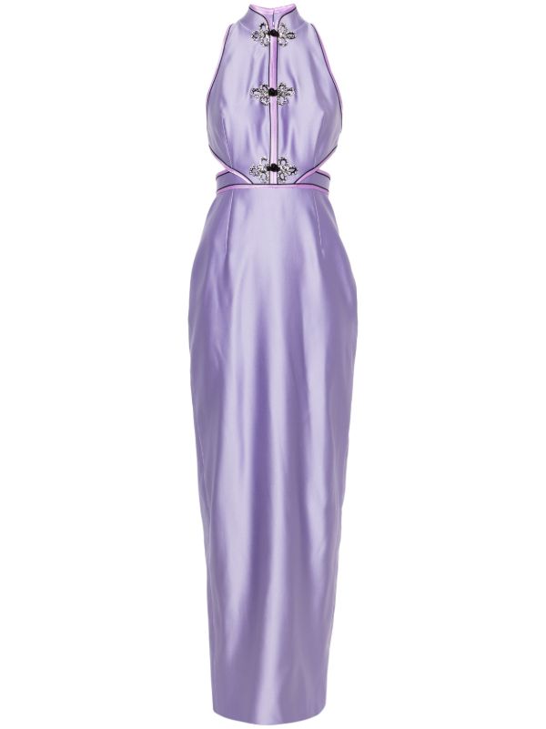 browns Huishan Zhang Purple Leila Satin Gown | Browns Cocktail & Party Dresses