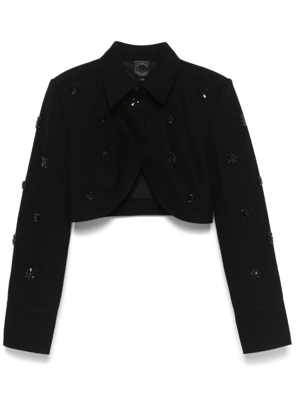 browns Huishan Zhang stone-embroidered bolero jacket | Browns Cropped Jackets