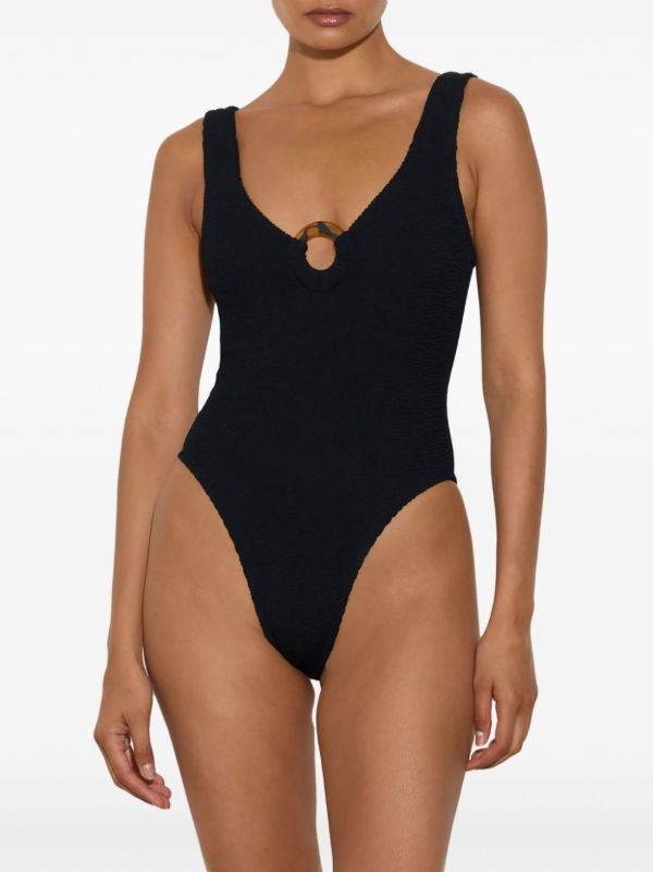 Browns Hunza G Black Celine Crinkled Swimsuit | Browns One-Pieces