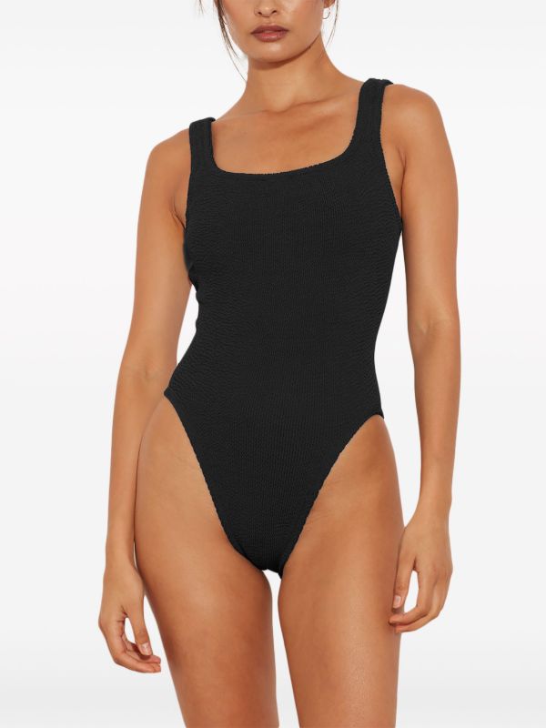 Browns Hunza G Black Crinkle Square Neck Swimsuit | Browns One-Pieces