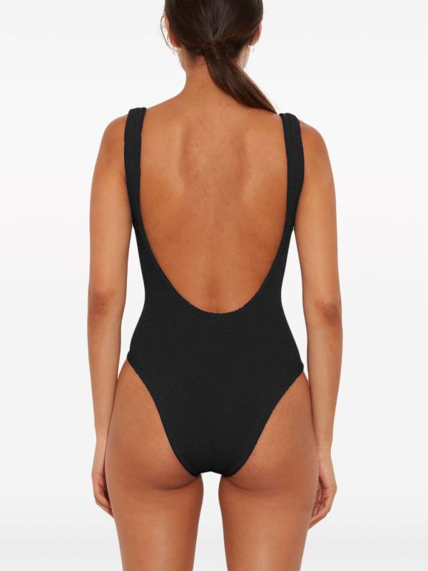 Browns Hunza G Black Crinkle Square Neck Swimsuit | Browns One-Pieces