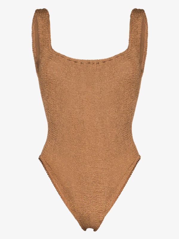 browns Hunza G Brown crinkle square neck swimsuit | Browns One-Pieces