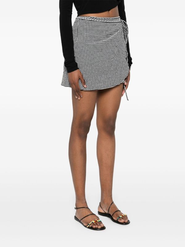 Browns Hunza G Checked Sarong Mini Skirt | Browns Fitted Skirts