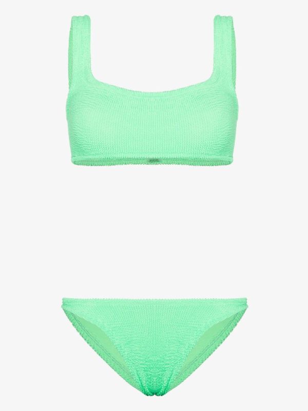 browns Hunza G green Xandra crinkle bikini | Browns Bikinis