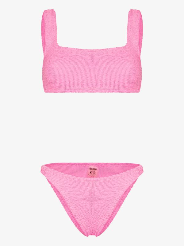 browns Hunza G Pink Xandra crinkle bikini | Browns Bikinis