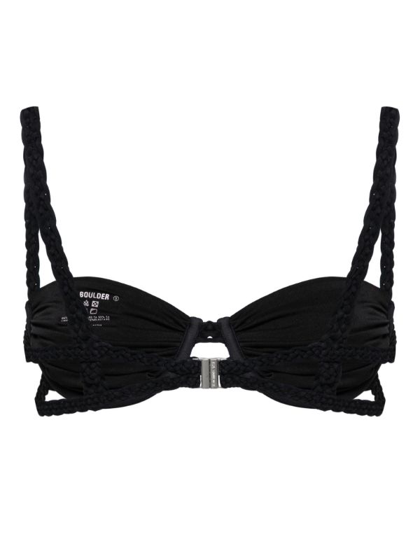 Browns Isa Boulder Black Braid-Detail Bikini Top | Browns Bikinis
