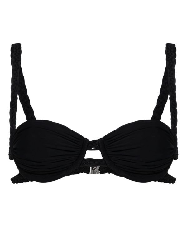 browns Isa Boulder Black Braid-Detail Bikini Top | Browns Bikinis