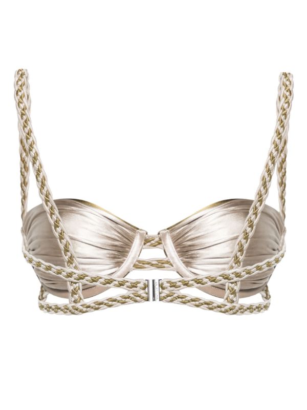 Browns Isa Boulder Green Braid-Detail Bikini Top | Browns Bikinis