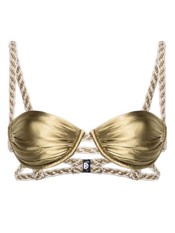 browns Isa Boulder Green Braid-Detail Bikini Top | Browns Bikinis