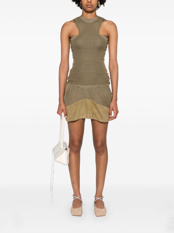 Browns Isa Boulder Green Two-Tone Miniskirt | Browns Fitted Skirts