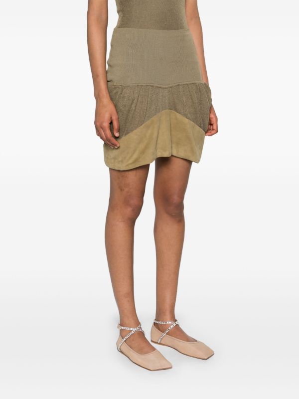 Browns Isa Boulder Green Two-Tone Miniskirt | Browns Fitted Skirts